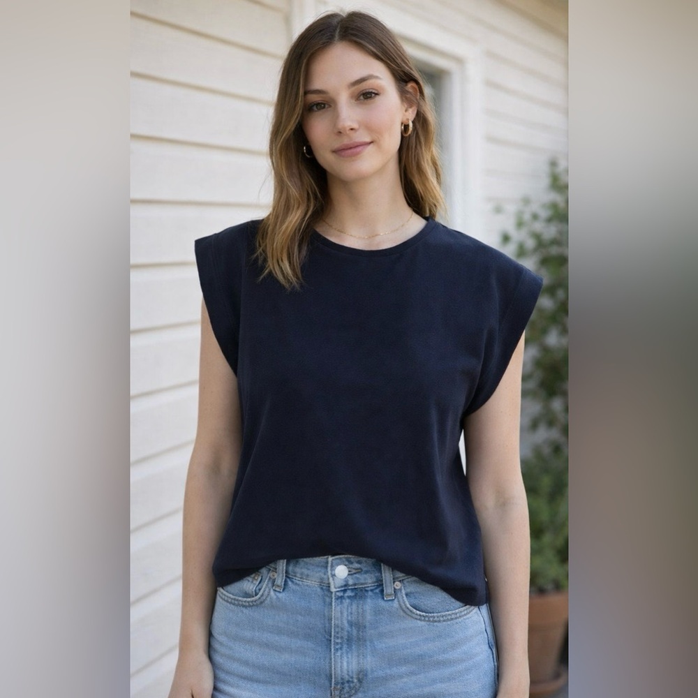Madewell 73% Cotton Blend Black Muscle Tee Size Small